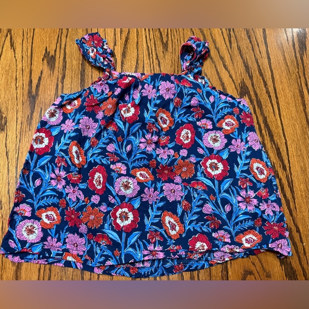 Vineyard Vines Girl's Sleeveless Tisbury Floral Tank Top Blue Pink Cotton Medium - Picture 3 of 10